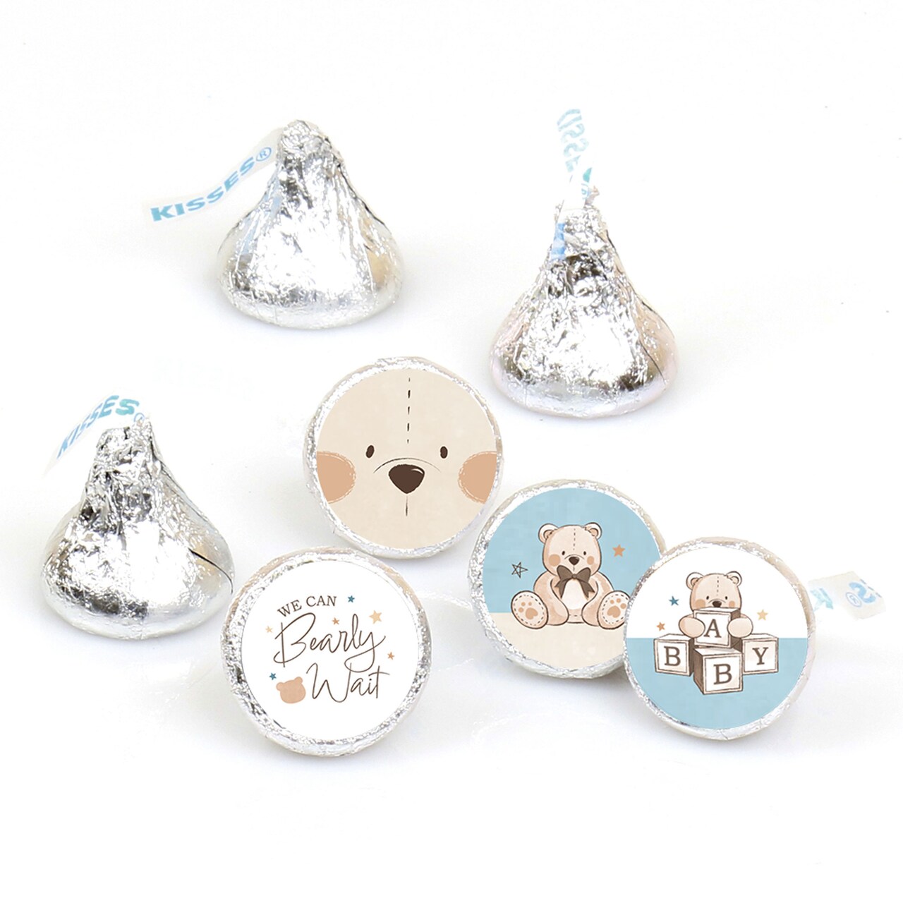 Big Dot of Happiness We Can Bearly Wait - Teddy Bear Baby Shower Round Candy Sticker Favors - Labels Fit Chocolate Candy (1 sheet of 108)